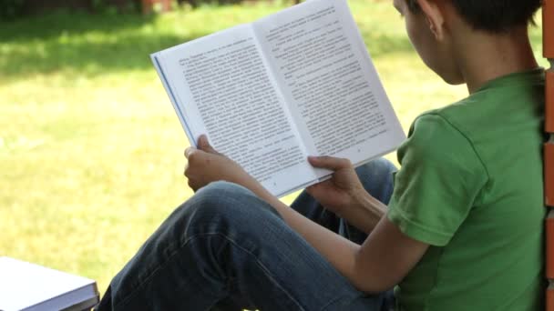 Le garçon lit le livre. Été — Video