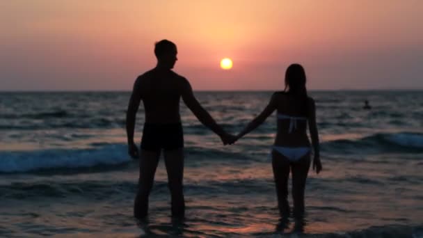 Loving couple on the beach — Stock Video