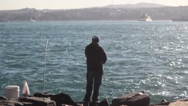 Il pescatore, mare — Video Stock