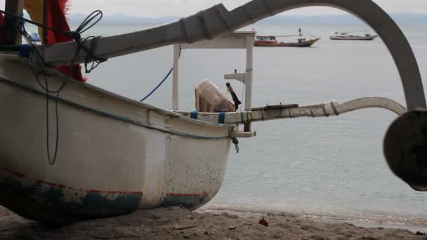 Barco de pesca, el mar — Vídeo de stock