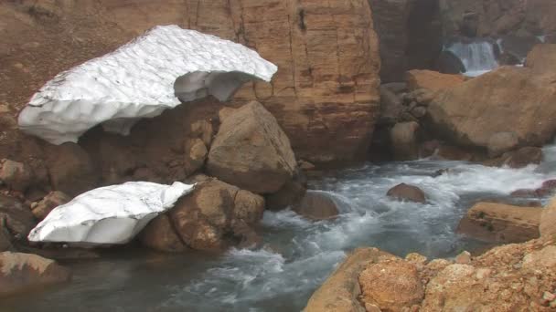 山中的小溪在冬季 — 图库视频影像