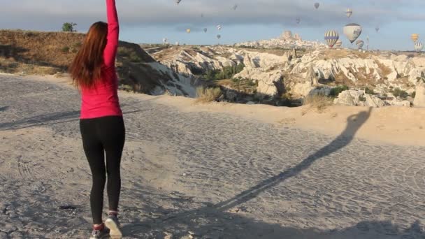 Palloncini ad aria calda in Cappadocia — Video Stock