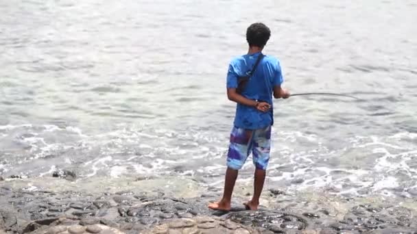Balıkçı, günbatımı, deniz, güneş — Stok video