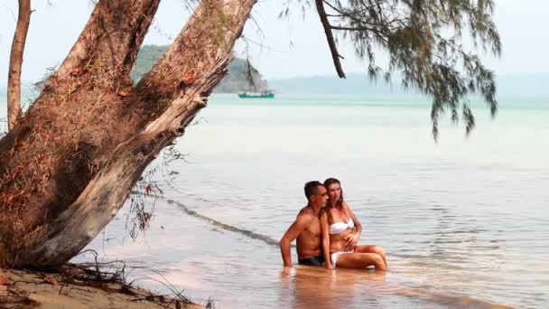 Couple aimant sur la plage — Video