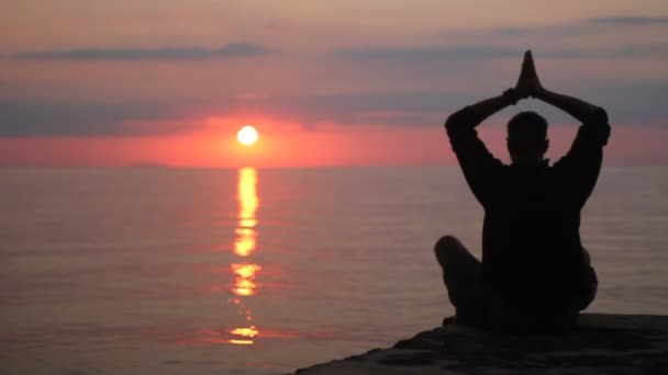 Yoga, mar, amanecer, relajación — Vídeo de stock