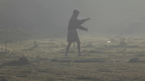 Exercice matinal, gymnastique, lever du soleil — Video