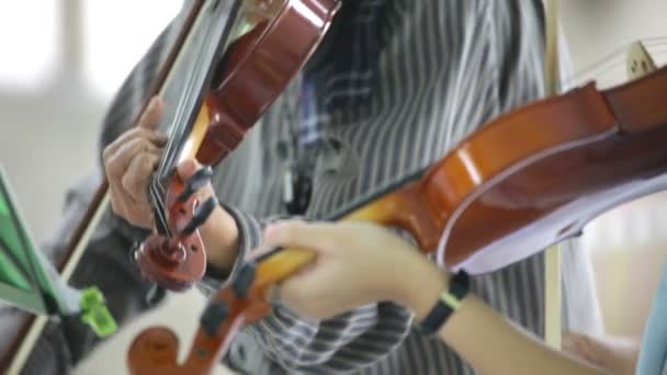 Gioco su un violino — Video Stock