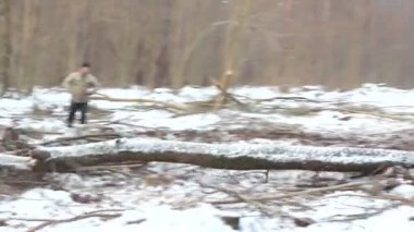 Ormanda çalışan hasatçı.