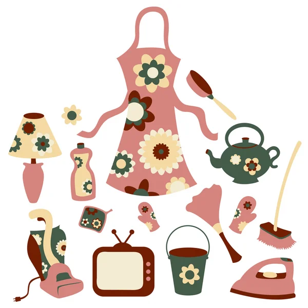 Housewife accessories icon set — Stock Vector