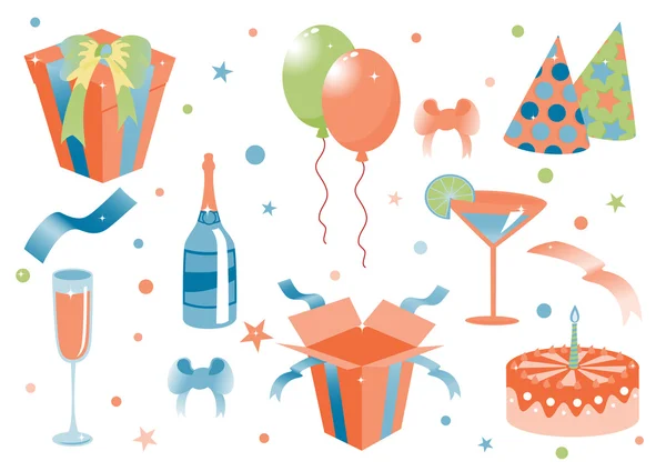 Divertidos iconos de cumpleaños — Vector de stock