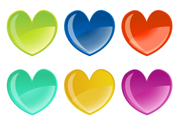 Hermoso conjunto de iconos corazones — Vector de stock