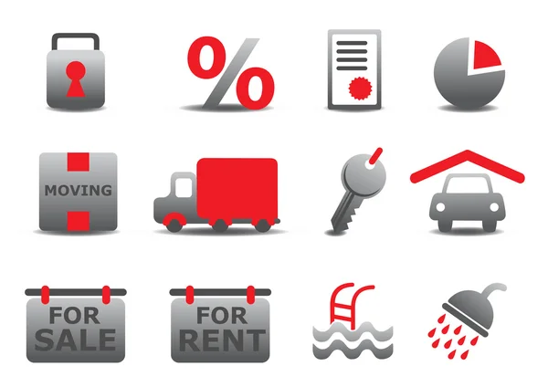 Real estate and moving icons se — Stock Vector