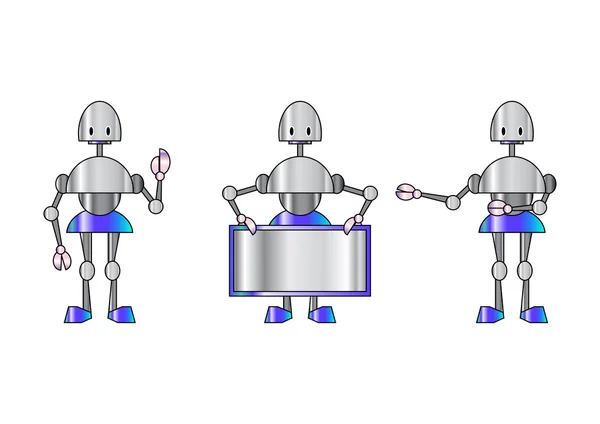 Tres robots funky — Vector de stock