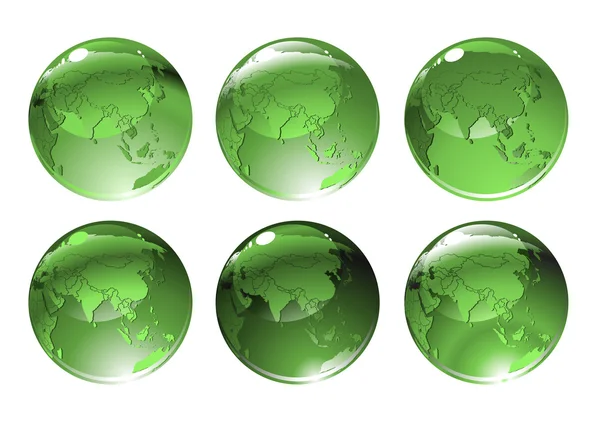 Green globe icons — Stock Vector