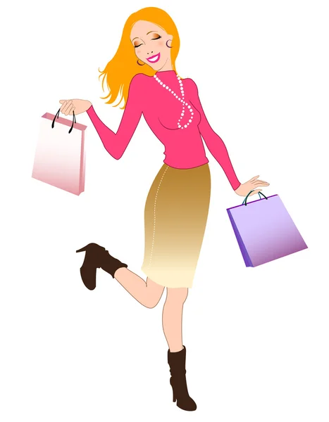 Hermosa mujer durante las compras — Vector de stock