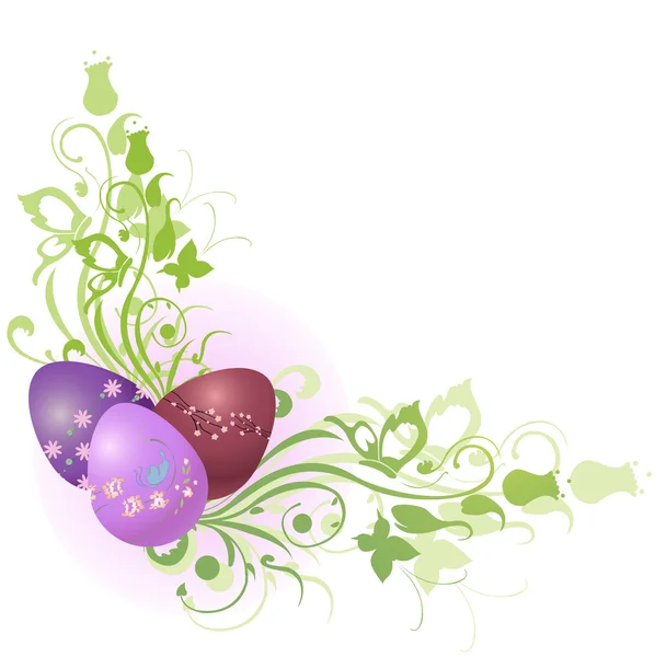 Marco floral decorado con huevos de Pascua — Vector de stock