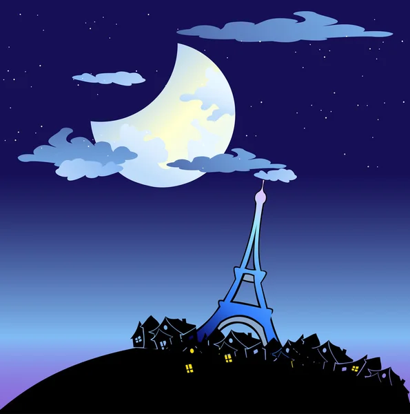 Torre Eiffel al anochecer — Vector de stock