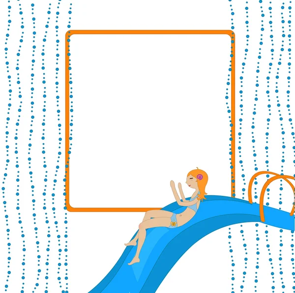 Girl on the waterslide — Stock Vector