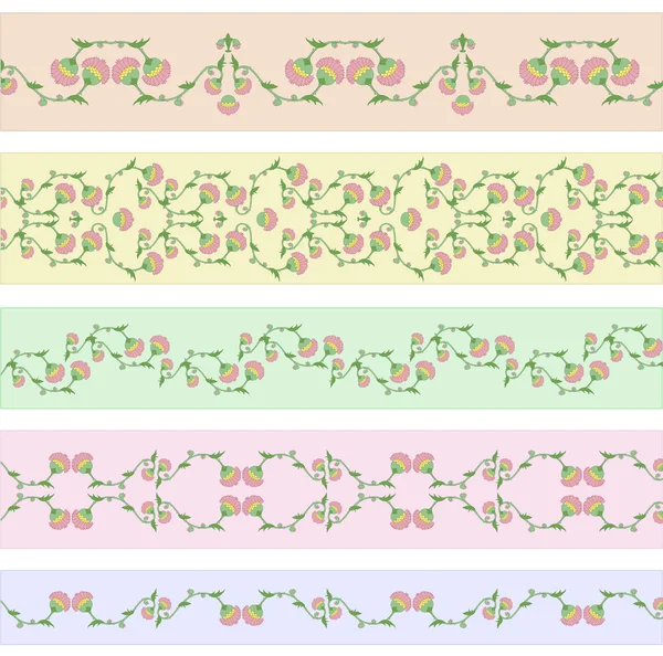 Diseños de borde floral — Vector de stock