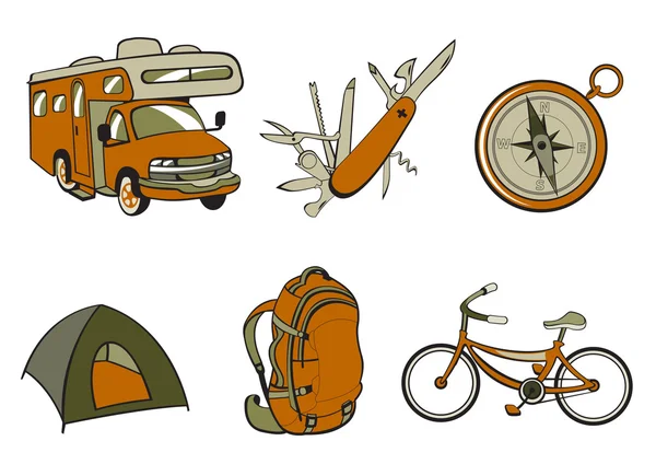Symbole für Outdoor und Camping — Stockvektor