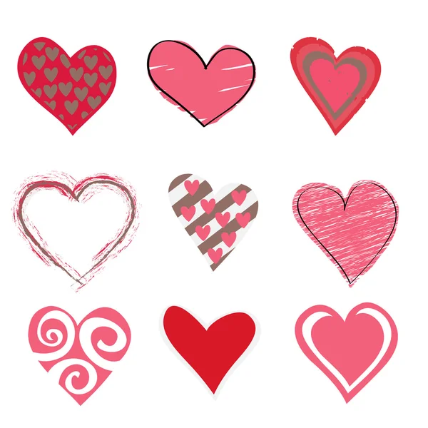 Hermoso conjunto de iconos corazones — Vector de stock