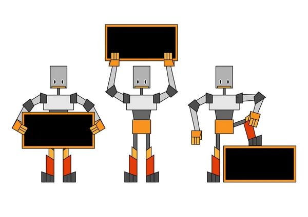 Robotar håller plakatet — Stock vektor