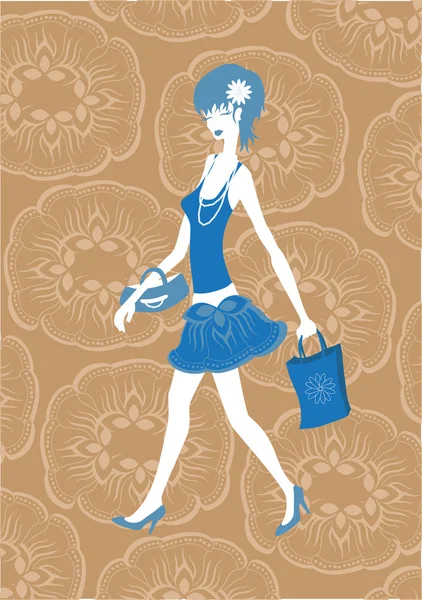 Shopping Femme — Image vectorielle