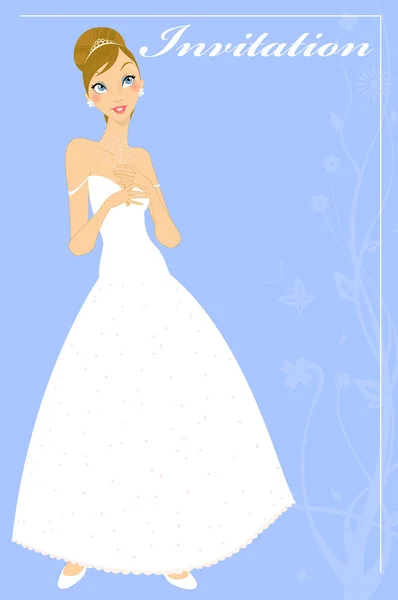 Свадебное приглашение с красивой невестой — стоковый вектор