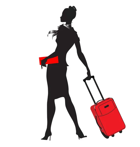 Young women, stewardess silhouette — Stock Vector