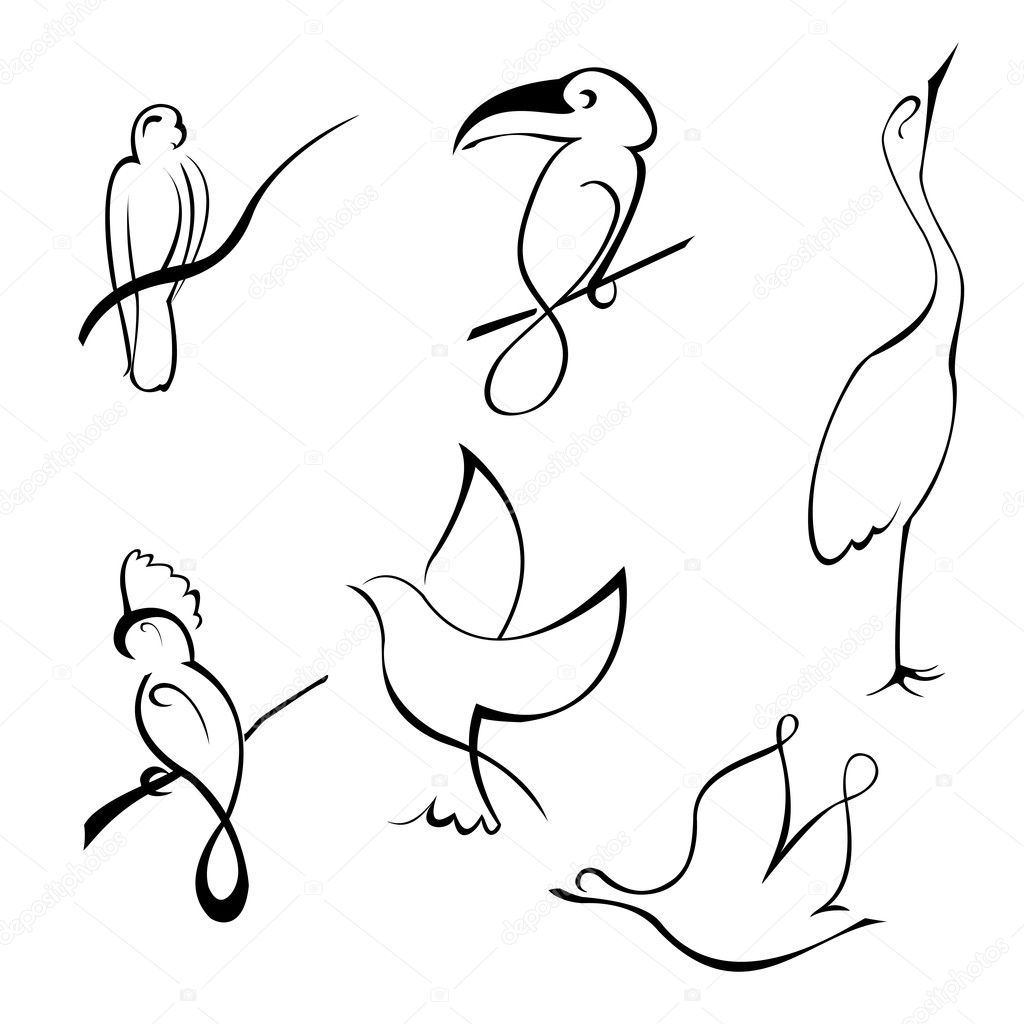 Jeu De Dessin Oiseau Image Vectorielle Trilingstudio