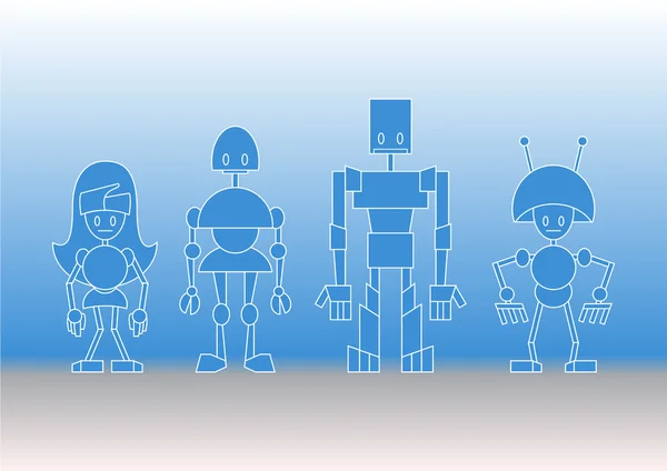 Família de robôs — Vetor de Stock