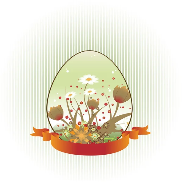 Floral background decorated with Easter Egg shape — Stock Vector