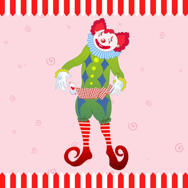 Clown jongleren speelkaart — Stockvector