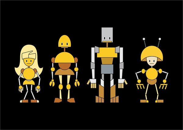 Cartoon robots family — Stock Vector