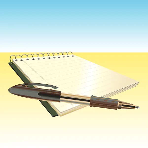 Elegant pen and notebook — Stock Vector