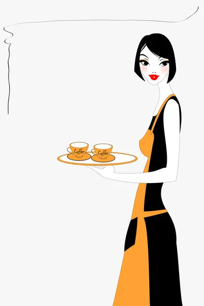 Официантка, подающая кофе — стоковый вектор