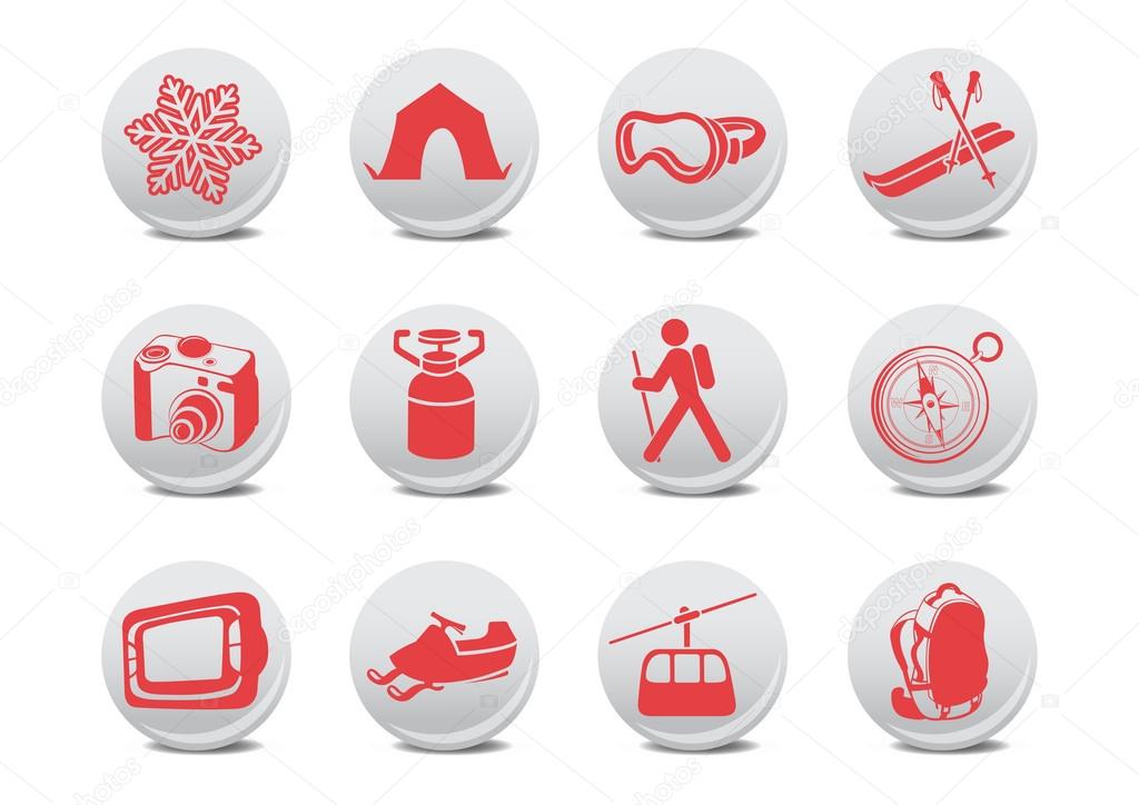 Camping, ski buttons