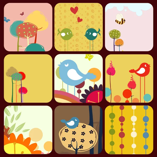 Cartes de vœux design fleuri rétro — Image vectorielle