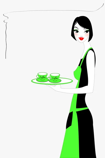 Официантка, подающая кофе — стоковый вектор