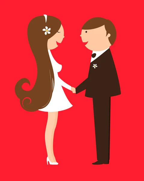 Novia y novio divertidos — Vector de stock