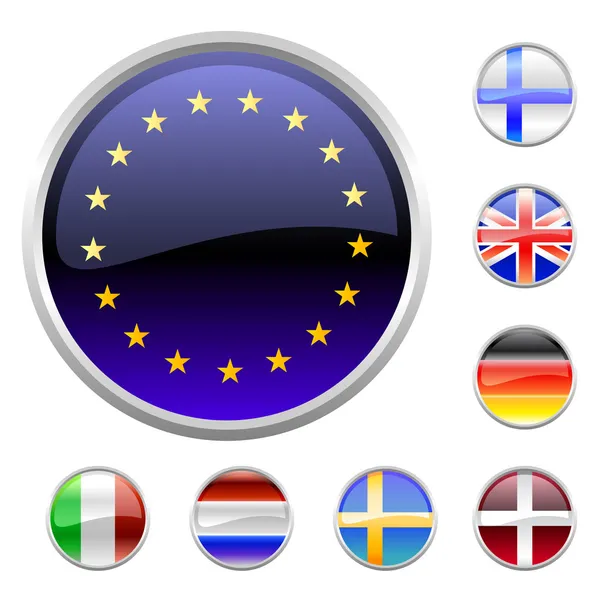 Round buttons set-europe — Stock Vector