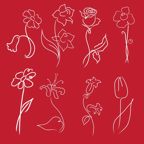 Flores diseño conjunto — Vector de stock