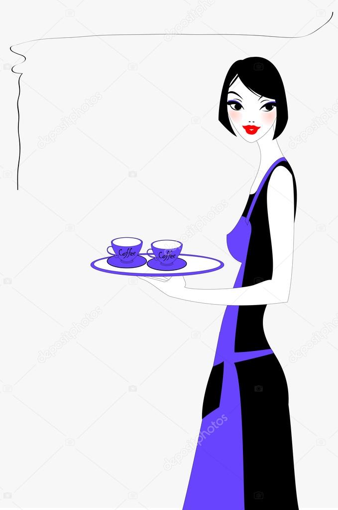 waitress serving coffee