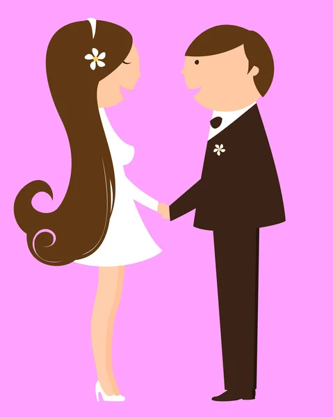 Novia y novio divertidos — Vector de stock