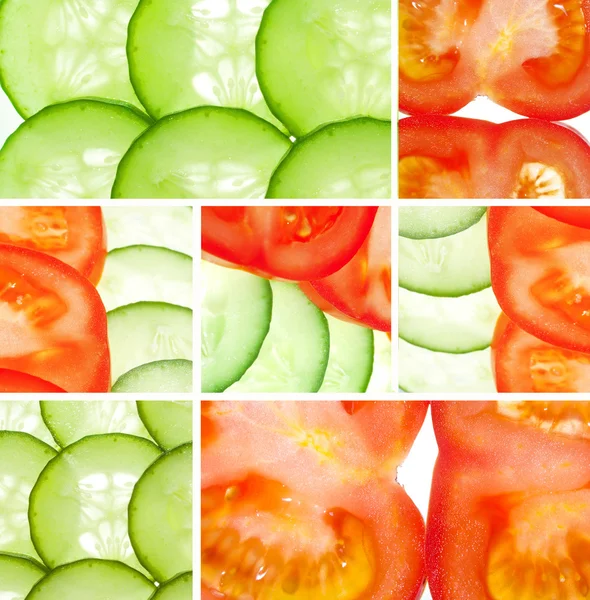 Pomodori, cetrioli, collage di verdure — Foto Stock