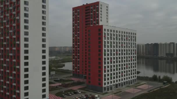 Budynki Mieszkalne Nowej Dzielnicy Nekrasovka Moskwie Filmowanie Kwadrytora — Wideo stockowe