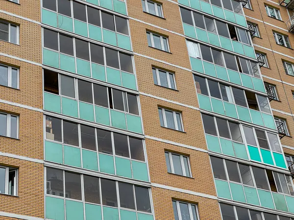 Bottom View Facade Residential Building Angle View Sky Shooting Wide — Stock Photo, Image