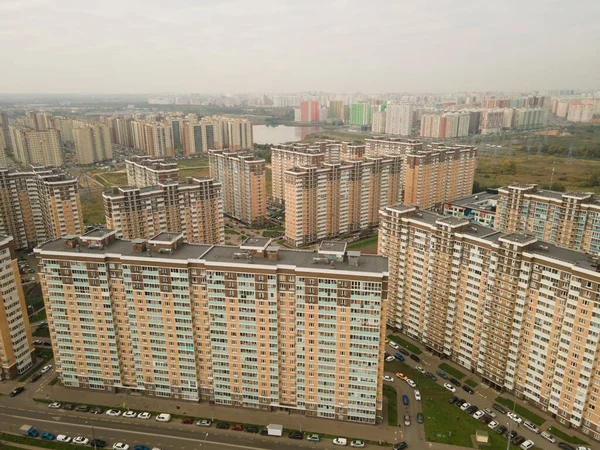 Uma Nova Área Residencial Cidade Moscou Nekrasovka Fotografia Aérea Trono — Fotografia de Stock