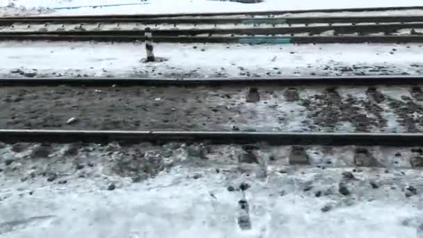 Arrows Tracks Railway Station Shooting Motion — Vídeo de Stock