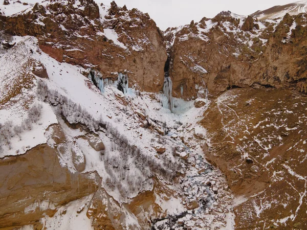 Frozen Sultan Waterfall Winter Tract Jila Elbrus Region Caucasus Russia — ストック写真